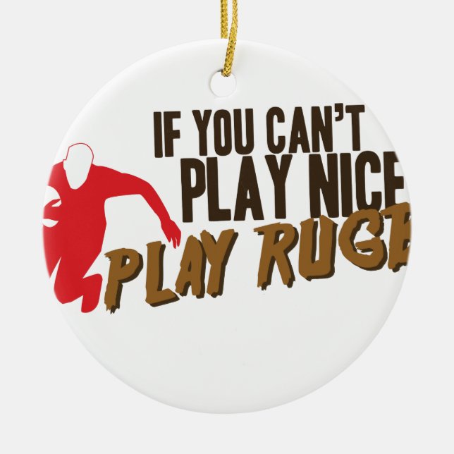 Play Rugby Ceramic Ornament (Front)