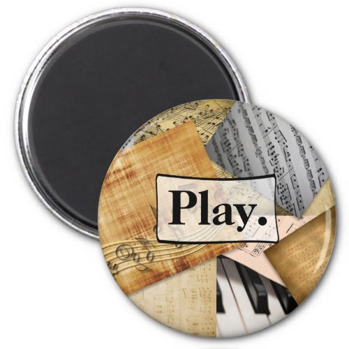 Play Sheet Music Musical Notes Vintage Piano Magnet