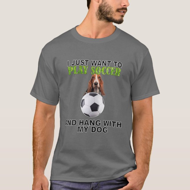 Play Soccer Hang W Dog Bassett Hound T-Shirt (Front)