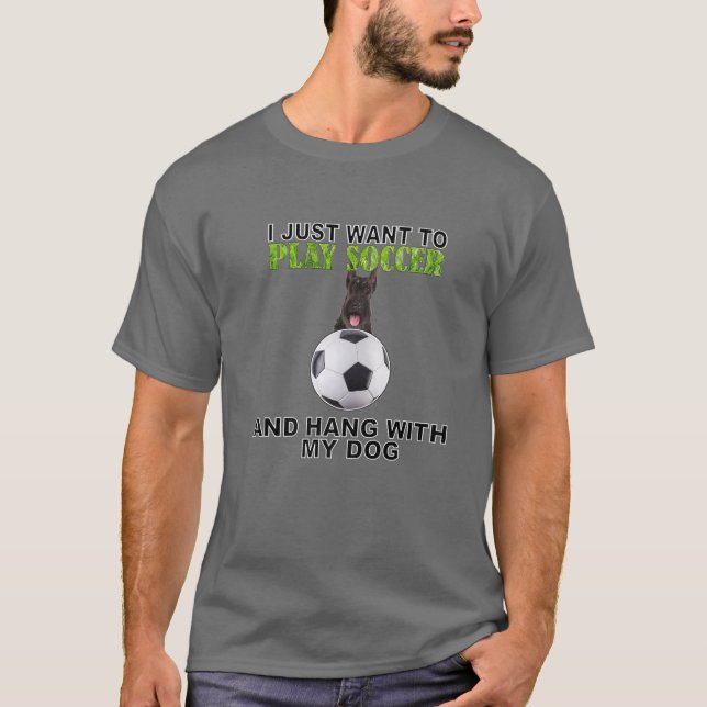 Play Soccer Hang W Dog Giant Schnauzer T-Shirt (Front)