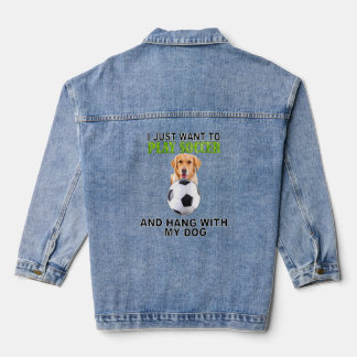 Play Soccer Hang W Dog Golden Retriever  Denim Jacket