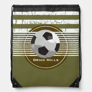 play soccer personalized drawstring bag