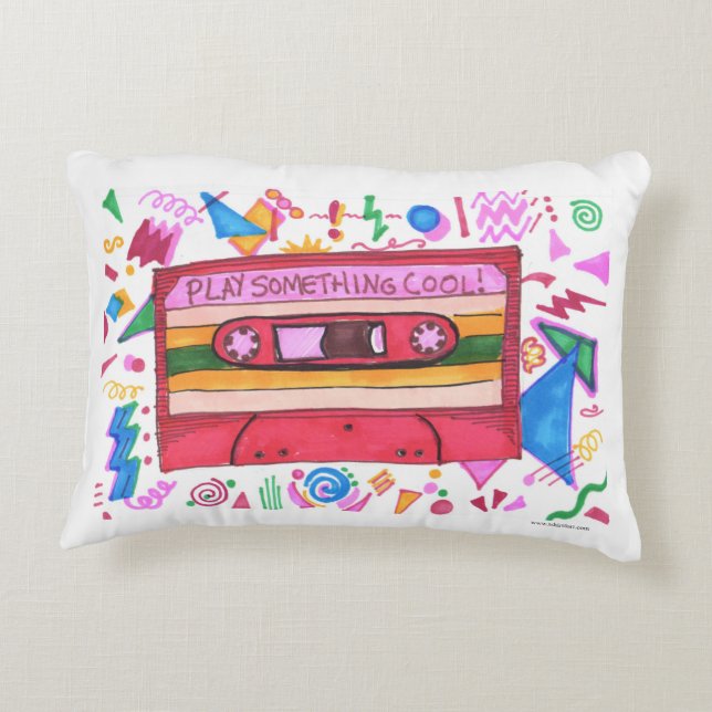 Play Something Cool Epic Music Mixtape Marker Art  Accent Pillow (Back)
