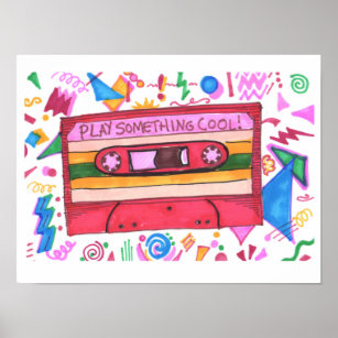 Play Something Cool Fun Music Mixtape Art  Poster