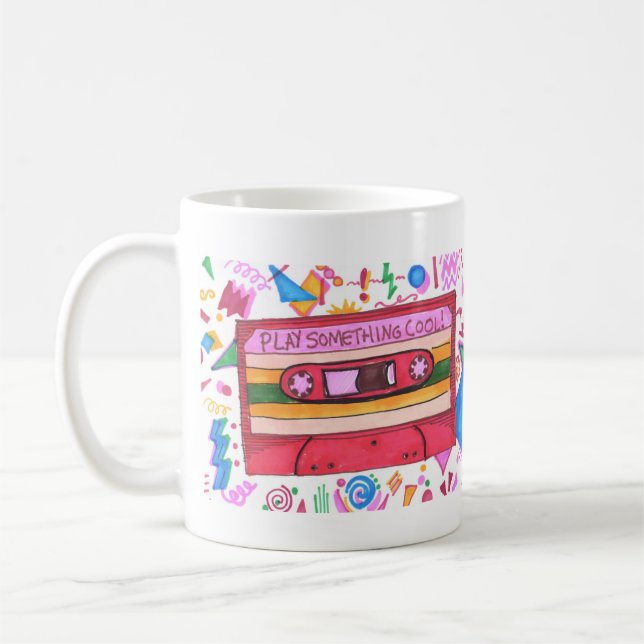 Play Something Cool Music Mixtape Art Slogan Coffee Mug (Left)