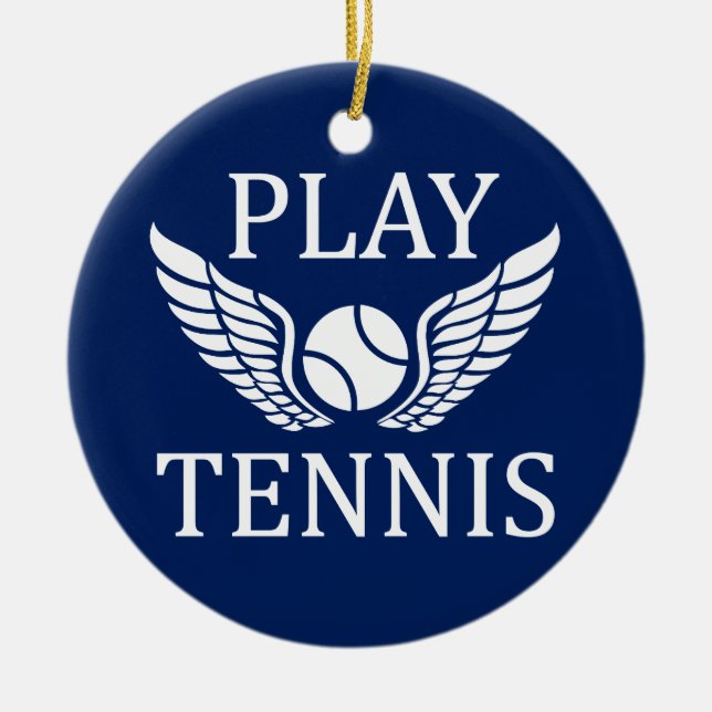 Play tennis ceramic ornament (Front)