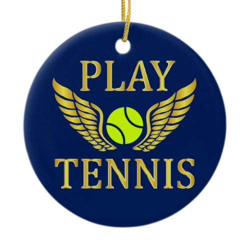 Play tennis ceramic ornament