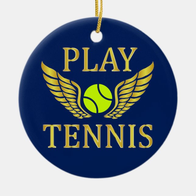 Play tennis ceramic ornament (Front)