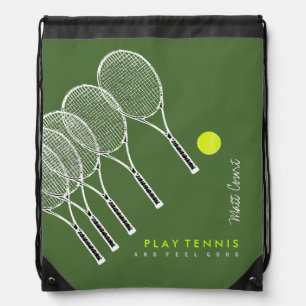 play tennis personalized drawstring bag