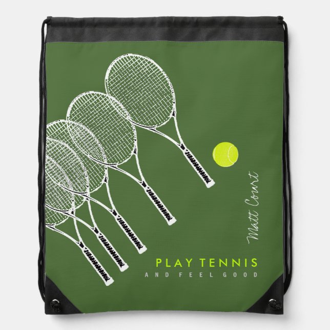 play tennis personalized drawstring bag (Front)