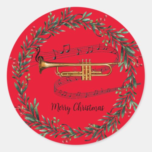 Play that Trumpet for Christmas Classic Round Sticker