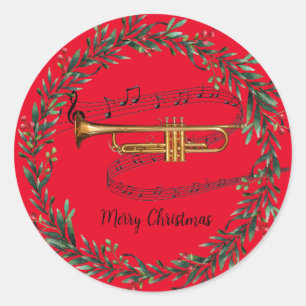 Play that Trumpet for Christmas Classic Round Sticker