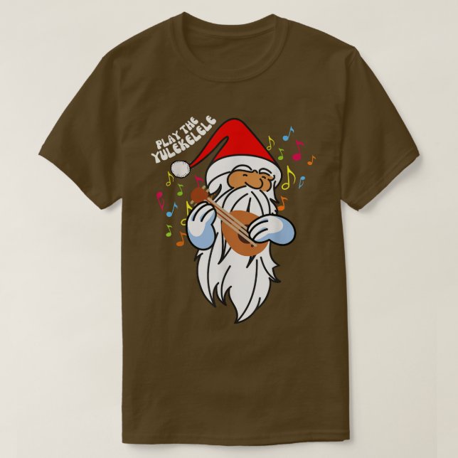 Play the Yulekele Cute Santa Playing the Ukulele C T-Shirt (Design Front)