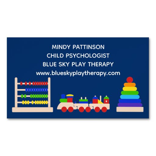 Customizable Play Therapy Child Psychologist Toys Train Blue Business Card Magnet