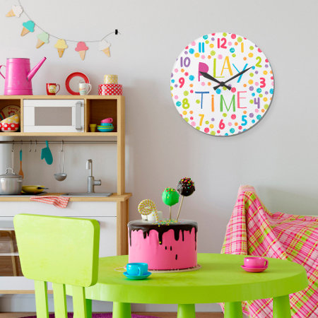 Play Time Colorful Kids Crayon Circles Square Wall Square Wall Clock