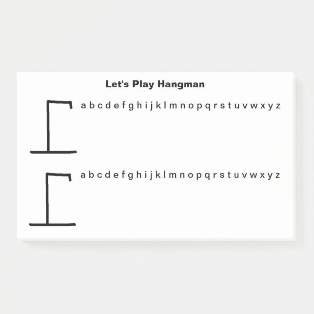 Play Two Games of Hangman Per Sheet Post It Notes (Front)