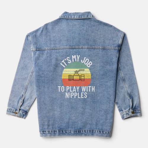Play With Nipples Plumber Pipefitter 3  Denim Jacket