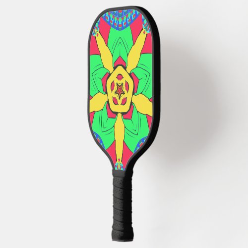 Play with Rasta Flair Red Golden Green Star Floral Pickleball Paddle
