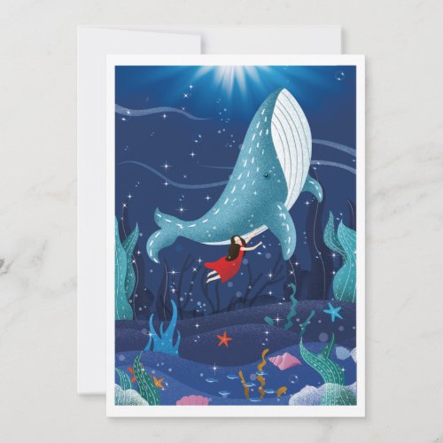 play with whale in the sea holiday card