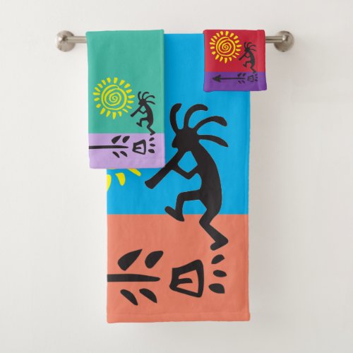 Play With Your Colors American Indian Kokopelli  Bath Towel Set