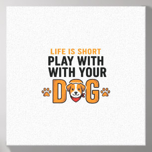 Play With Your Dog Funny Vintage Engraving Design_ Canvas Photo Tile