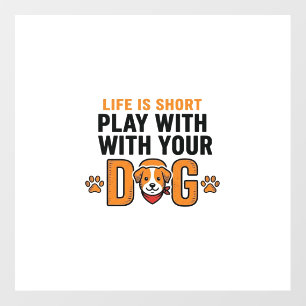 Play With Your Dog Funny Vintage Engraving Design_ Floor Decals