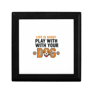 Play With Your Dog Funny Vintage Engraving Design_ Gift Box