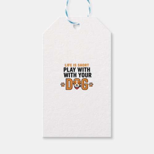 Play With Your Dog Funny Vintage Engraving Design_ Gift Tags