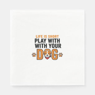 Play With Your Dog Funny Vintage Engraving Design_ Napkins