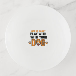 Play With Your Dog Funny Vintage Engraving Design_ Trinket Tray