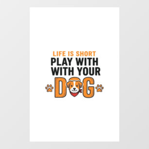 Play With Your Dog Funny Vintage Engraving Design_ Window Cling