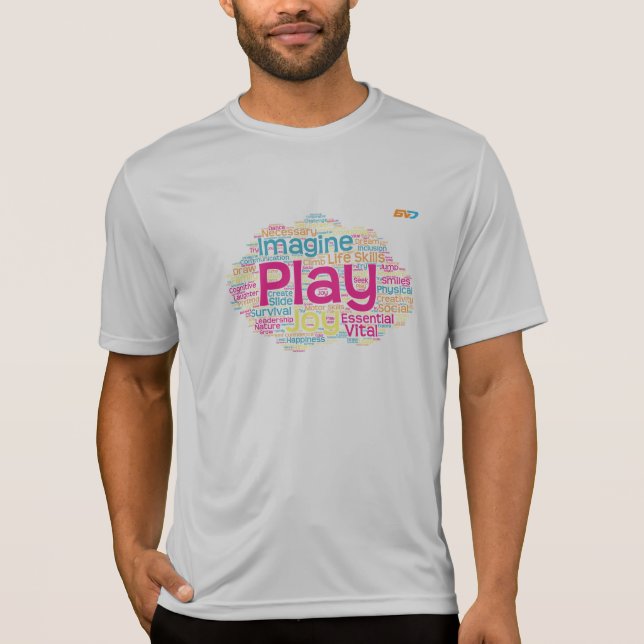 Play Word Cloud Performance T-Shirt (Silver) (Front)