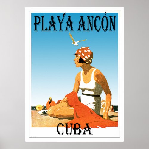 Playa Ancon Cuba Vintage 1920s Poster