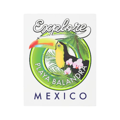 Playa Balandra Mexico retro logo Metal Print