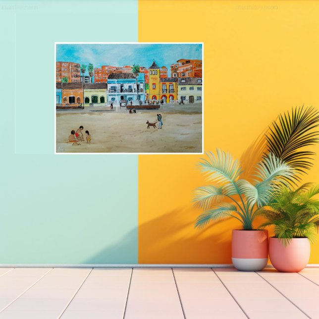 Playa de la Malvarrosa Painting by Alfred Fox Canvas Print (Not Actual Size)