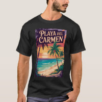 Playa del Carmen Illustration Travel Art Vintage