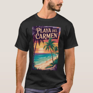 Playa del Carmen Illustration Travel Art Vintage T-Shirt