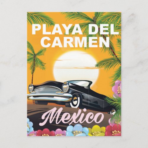 Playa del Carmen Mexican car travel poster Postcard