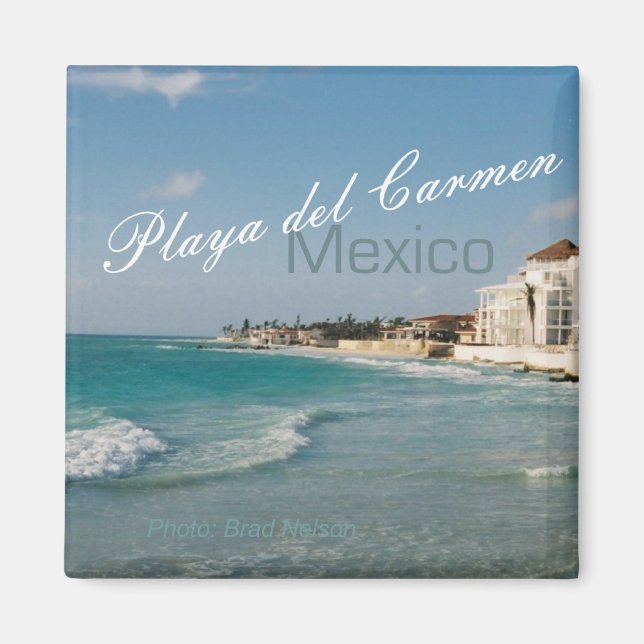 Playa del Carmen Mexico Beach Travel Fridge Magnet (Front)
