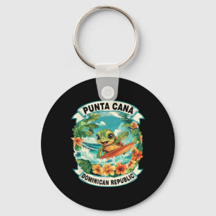 Playa Del Carmen Mexico Cute Sea Turtle Surfing Su Keychain