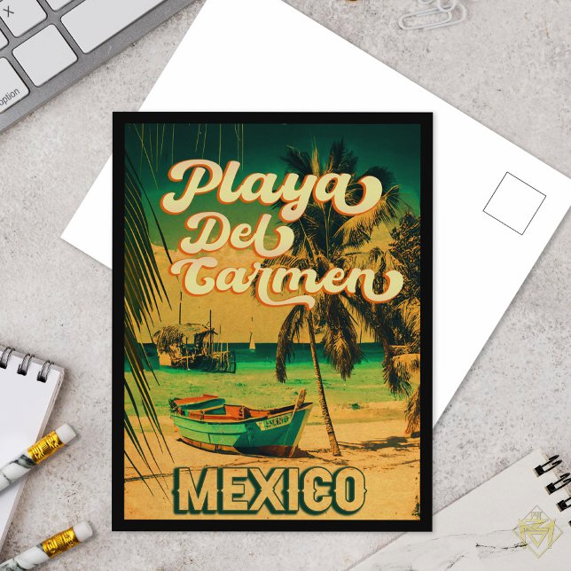 Playa del Carmen Mexico Palm Tree Vintage Travel Postcard (Creator Uploaded)