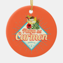 Playa del Carmen Mexico Retro Cocktail Vintage Ceramic Ornament