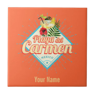 Playa del Carmen Mexico Retro Cocktail Vintage Ceramic Tile
