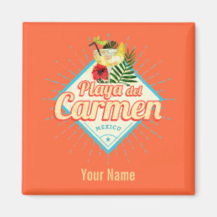 Playa del Carmen Mexico Retro Cocktail Vintage Magnet