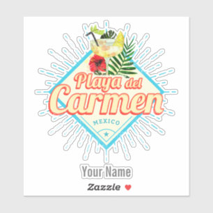 Playa del Carmen Mexico Retro Cocktail Vintage Sticker