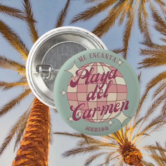 Playa del Carmen Mexico Retro souvenir decor Button (Creator Uploaded)