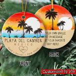 Playa del Carmen Mexico Retro Sunset Palm tree 60s Ceramic Ornament<br><div class="desc">Playa del Carmen retro beach design for vacation. Playa del Carmen Mexico Cities Vintage souvenir for travel to Mexico Beach Towns. Playa del Carmen beach artwork for Mexico vacationers and backpackers. Playa del Carmen retro souvenir. Design for backpackers and travel to Mexico . Beach with Vintage souvenir for seaside vacationers....</div>