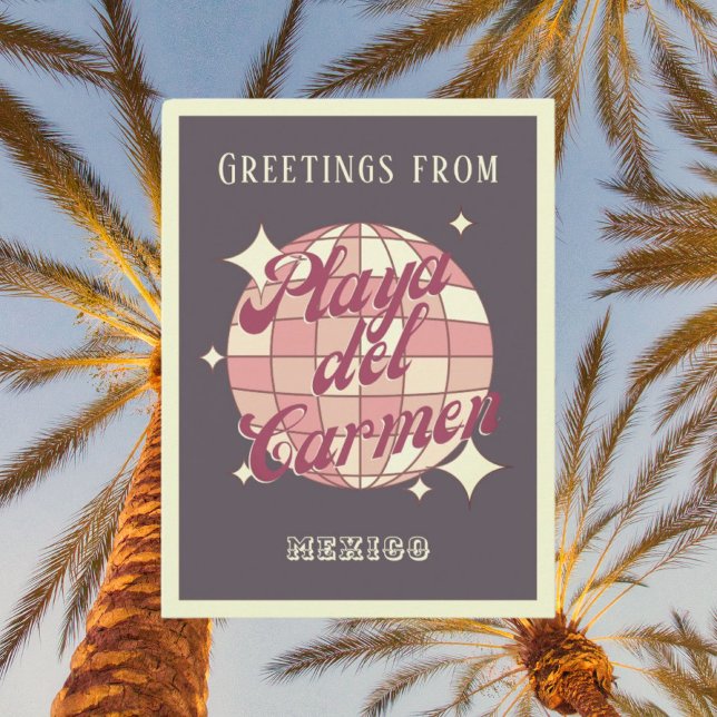 Playa del Carmen Mexico Retro Vintage purpPostcard Postcard (Creator Uploaded)