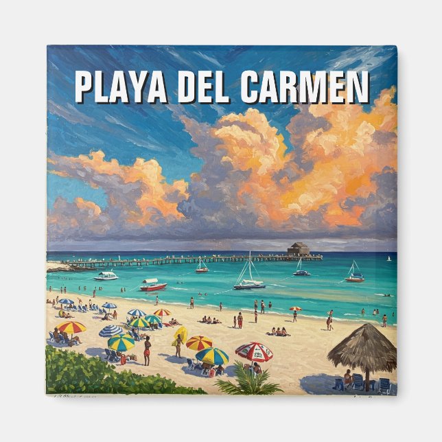 Playa Del Carmen Mexico Travel Beach Magnet (Front)