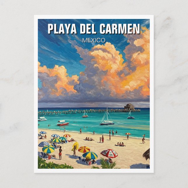 Playa Del Carmen Mexico Travel Beach Postcard (Front)